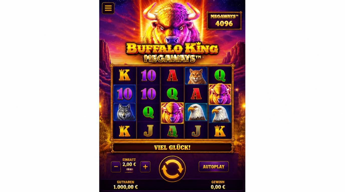 Ein Smartphone zeigt eine mobile Casino-Oberfläche mit Walzen und klarer Bedienelementen