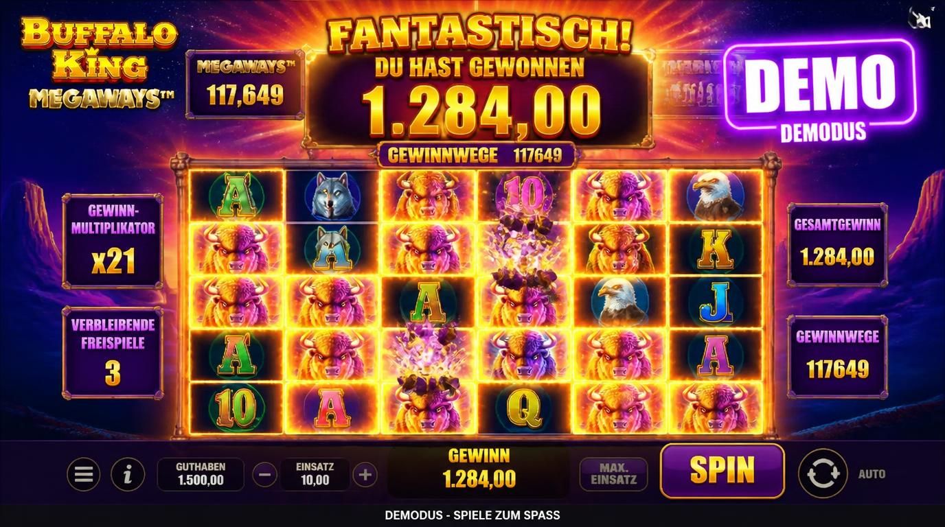 Demo-Modus mit Symbolexplosion und Freude ohne echtes Geld
